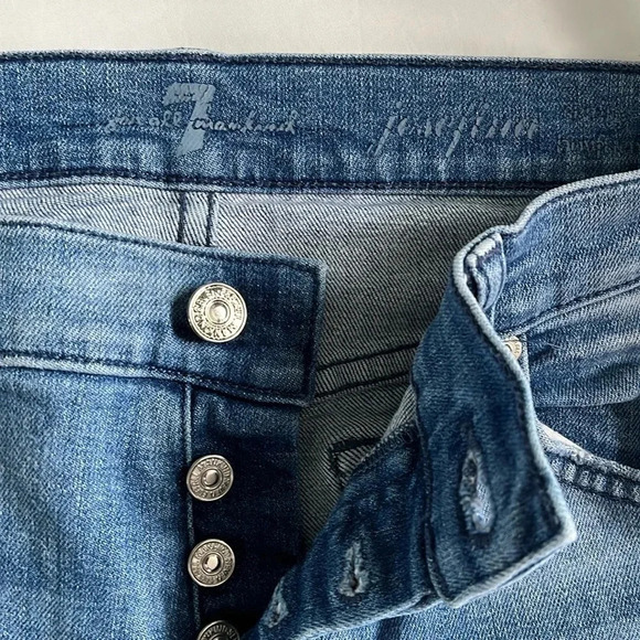 7 FOR ALLL MANKIND Skinny Light Blue Stretch Mid-Rise Denim Jeans, Size 28 - Picture 4 of 9